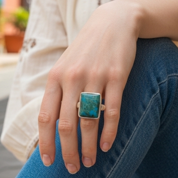 Jewelry - Chrysocolla Sterling Silver Ring 5!